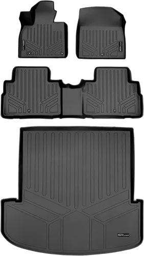 Miniatura 9 de SMARTLINER Juego de alfombrillas negras de tercera fila para todo tipo de clima, compatibles con Kia Telluride/Hyundai Palisade 2020-2023 con banco