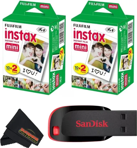 Fujifilm Instax Mini - Película instantánea para cámaras instantáneas mini, captura recuerdos en cualquier momento y en cualquier lugar con el paño