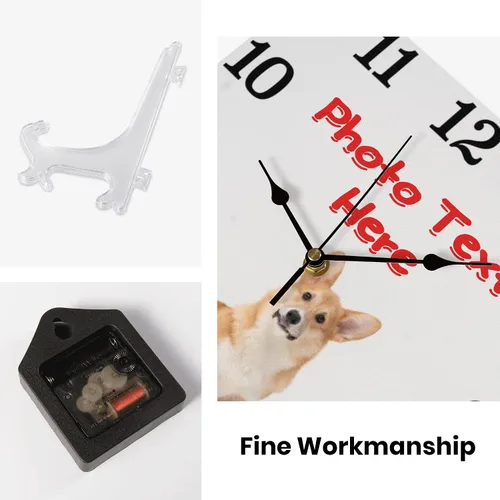 Miniatura 7 de Reloj personalizado cuadrado de pared con fotos personalizables, de 8 pulgadas, decoración silenciosa sin tictac para sala de estar, cocina, baño