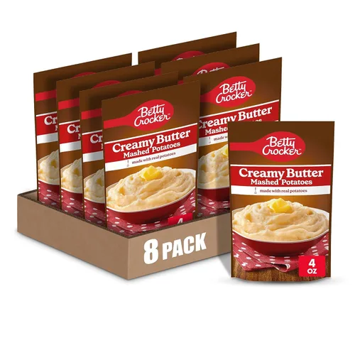 Betty Crocker Puré de papas con mantequilla cremosa, hecho con papas reales, 4 onzas (paquete de 8)