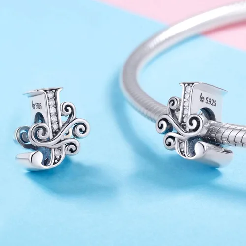Miniatura 2 de Plata de ley 925 maciza con piedras cúbicas, opciones de regalo completas AZ alfabeto encantador, letras abalorios para pulseras europeas Pandora