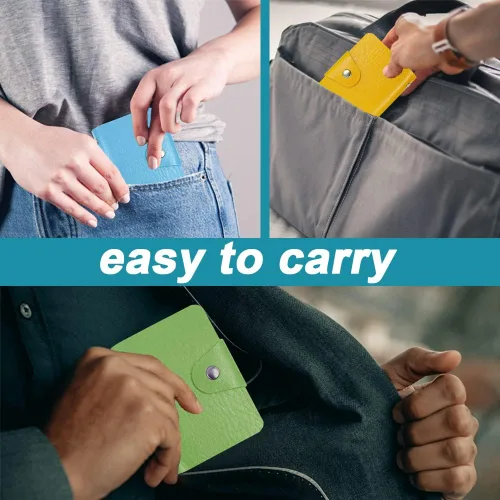 Miniatura 5 de Modixun 4 soportes para tarjetas de crédito, organizador de tarjetas de visita de cuero con 24 ranuras para tarjetas, protector de tarjetas