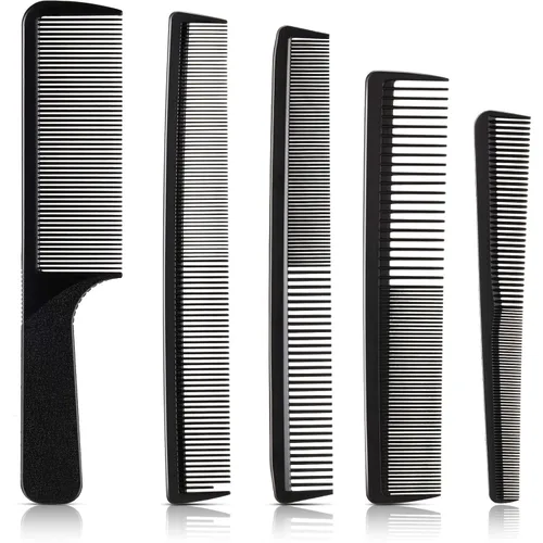 Peine de corte de pelo, 5 piezas, peine de peluquería para peluquería, dientes finos, juego de cepillos de pelo de carbono, antiestático, resistente