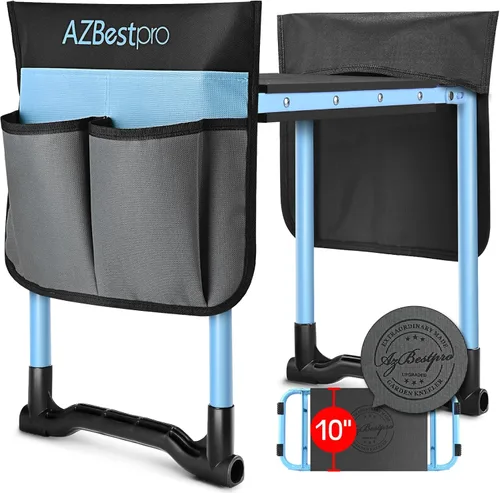 Miniatura 7 de AZBESTPRO Reclinatorio y Asiento de Jardín de Alta Resistencia, Taburete de Jardinería Plegable Mejorado, Ampliado a 25 cm de Estabilidad Resistente