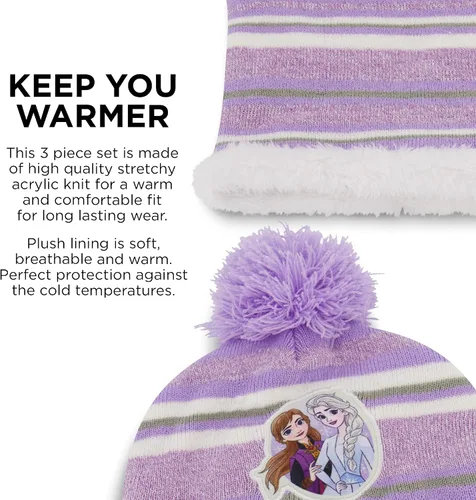 Miniatura 3 de Disney - Juego de gorro de invierno para niñas, bufanda y guantes para niños pequeños, 2-4 o Frozen Elsa & Anna, sombrero, bufandas y guantes
