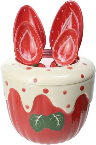 Miniatura 9 de Sizikato 4 cucharas medidoras de porcelana con base, bonita forma de cactus