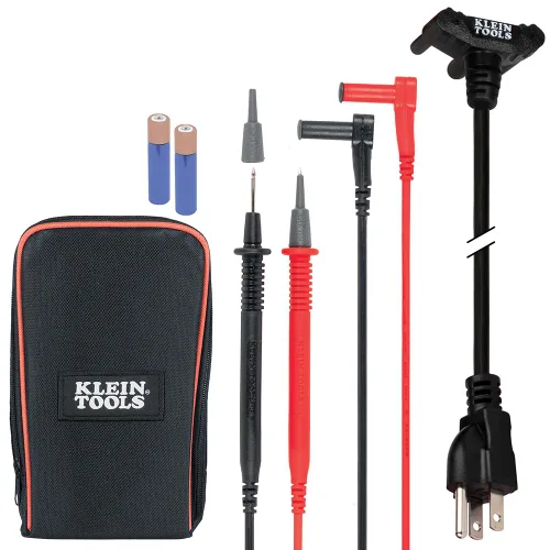 Miniatura 6 de Klein Tools ET270 Multímetro digital de rango automático, CA/CC, resistencia, continuidad, probador de receptáculo GFCI con cables de prueba y cable