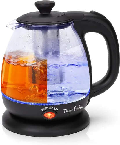 Taylor Swoden Hervidor Eléctrico con Infusor de Té, Hervidor de Agua Eléctrico Pequeño de 1L con Mantenimiento de Calor, Hervidor de Agua Caliente