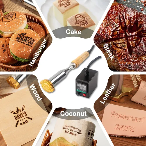 Miniatura 4 de Hierro de marca de madera personalizado, control de temperatura, hierro eléctrico personalizado para madera, latón, sello de combustión de madera