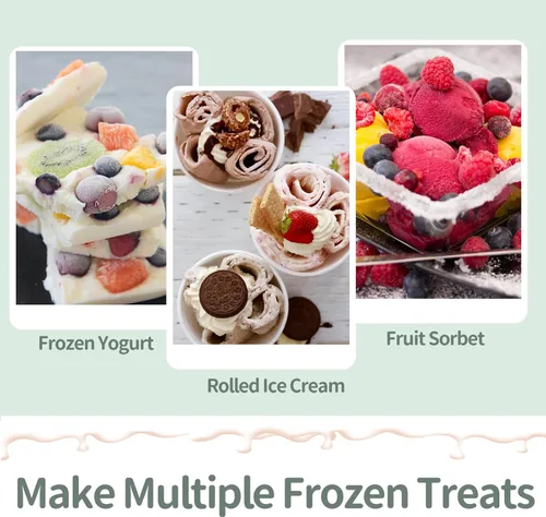 Miniatura 7 de Máquina de helados instantáneos, máquina de helados enrollados con 2 espátulas, yogur helado casero para actividades divertidas de padres e hijos