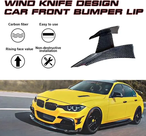 Miniatura 3 de x xotic tech Alerón divisor de aletas de parachoques delantero exterior Canard, patrón de fibra de carbono, compatible con BMW M3 M4 F80 F82 F83