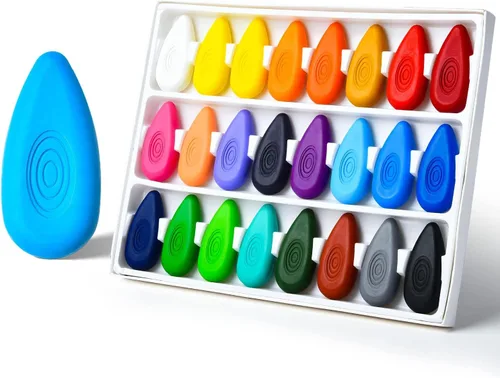 Four Candies - Crayones para niños pequeños, no tóxicos, lavables, irrompibles y fáciles de agarrar, perfectos para manos pequeñas, colorantes y 24