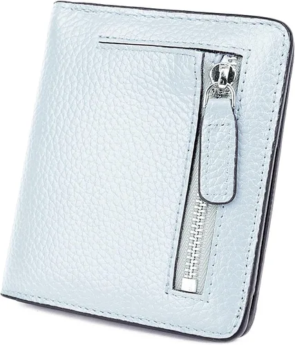 BIG SALE-AINIMOER billetera de bolsillo pequeña con cremallera, plegable, compacta de cuero con bloqueo por identificación por radiofrecuencia, para