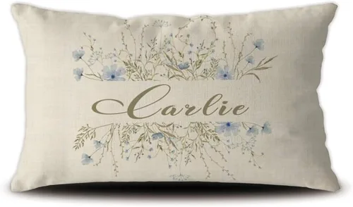 Miniatura 15 de Custom Gifts Bloom Flowers Green Leaves Personalized Floral Pillowcase with Name, 16x16 Inch Double Sided, Spring Summer Flower Pillow Cover Gifts