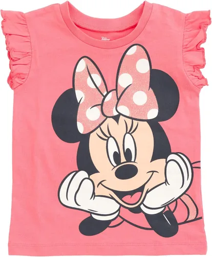 Miniatura 88 de Disney Minnie Mouse - Conjunto de camiseta floral arcoíris y pantalones cortos de cambray, tallas de bebé a niño grande (12 meses - 14-16)