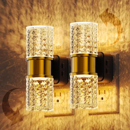 Miniatura 33 de Luces nocturnas que se enchufan a la pared, luz nocturna que cambia de color con enchufe giratorio, sensor de luz del atardecer al amanecer y brillo
