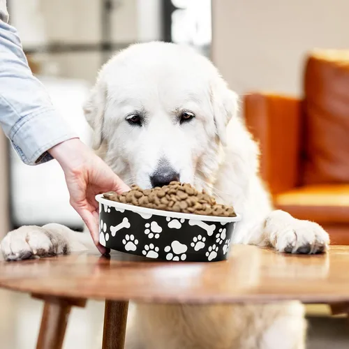 Miniatura 7 de Whaline 50 cuencos desechables para mascotas, cuencos de papel blanco y negro para perros, plato pequeño para perros de 16 onzas, 2 tazas, bandeja