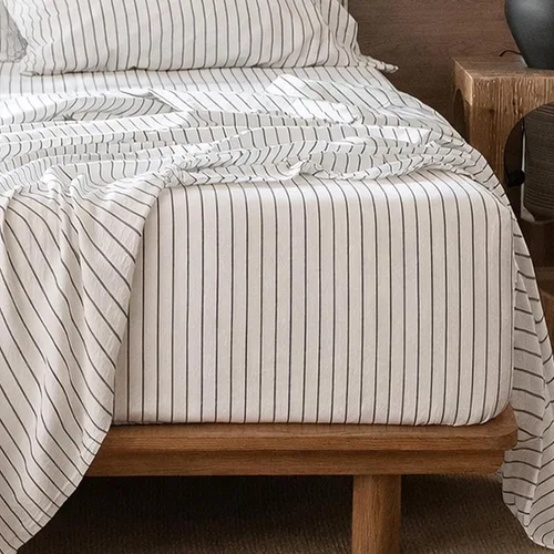 Miniatura 17 de MooMee Sábana bajera ajustable de solo 100% algodón lavado con textura parecida al lino, transpirable, duradera, suave, cómoda, bolsillo profundo