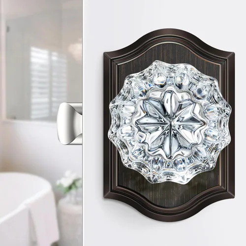 Miniatura 15 de Pomos de puerta de cristal para interiores, pomos de puerta de cristal de latón envejecido con cerradura para uso de privacidad, pomos de puerta