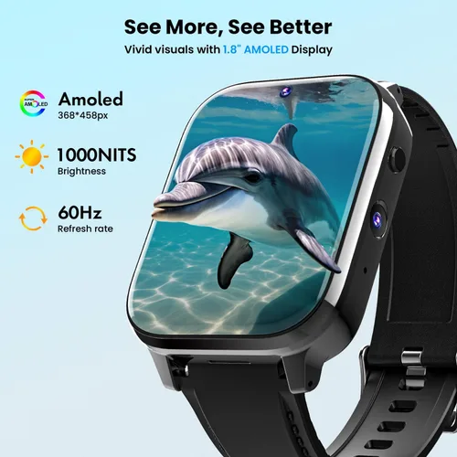 Miniatura 3 de Rogbid Reloj inteligente 4G LTE para hombres y mujeres, llamadas y marcado, cámaras duales, 8MP+5MP, reloj inteligente de cerámica con ranura