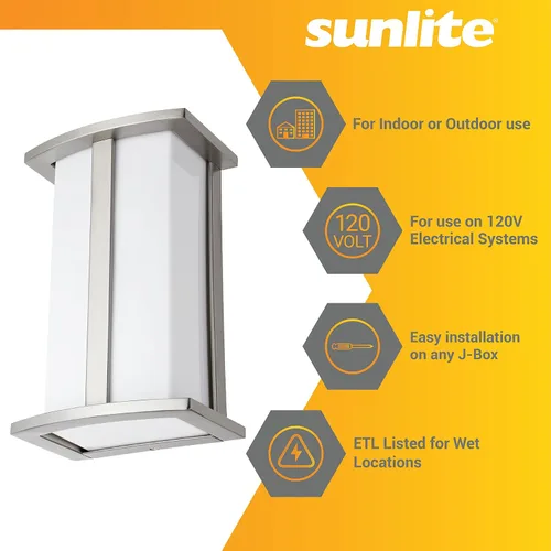 Miniatura 3 de Sunlite 46094 Lámpara moderna de pared, enchufe de base media (E26), bombilla no incluida, 60 vatios máximo, interior, pantalla ópalo, níquel