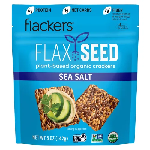 Miniatura 7 de Flackers Galletas de Multi-Semillas Cheeze-Pleaze Orgánicas, Paquete de 1 de 4 onzas, Sin Gluten, Sin GMO, Veganas, Botana Keto, 8g de Fibra, 3g