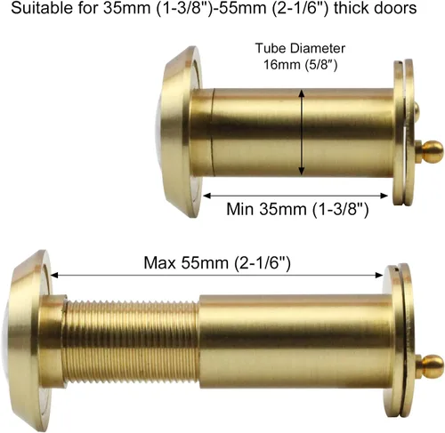 Miniatura 2 de Earl Diamond - Orificios para puerta, mirilla de latón macizo de 200 grados con cubierta giratoria de privacidad resistente para puertas de 1-3/8 a
