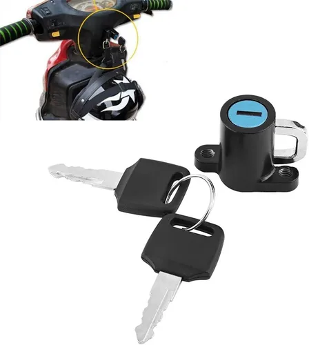 Miniatura 9 de Cerradura de casco de motocicleta, cerradura antirrobo de aleación de aluminio para casco con 2 llaves, gancho universal para casco