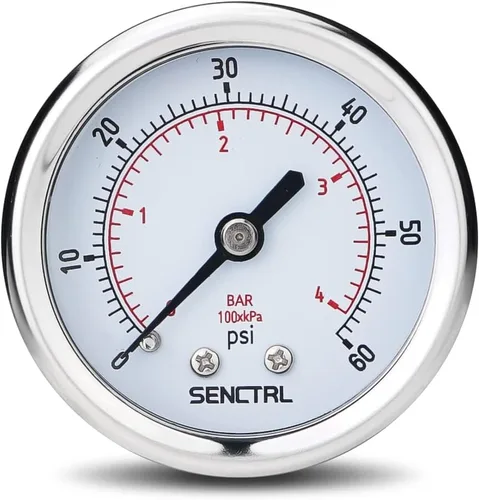 Miniatura 19 de SENCTRL Medidor de presión de 200 psi, tamaño de dial de 2 pulgadas, montaje trasero 1/4 NPT, impermeable, caja de acero inoxidable, para filtro