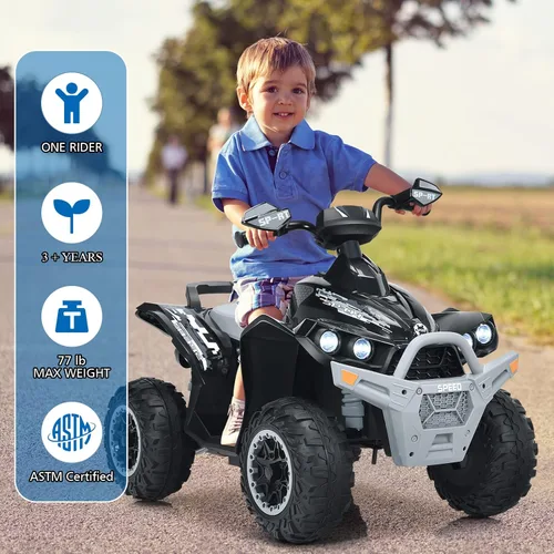 Miniatura 2 de INFANS vehículo para niños Ride on ATV, vehículo de juguete de 4 ruedas de 12 V con música, bocina, velocidades alta y baja, luces LED, vehículo