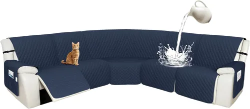 Miniatura 20 de Arfntevss Fundas de sofá modular reclinable, 100% impermeable, en forma de L, para sillón reclinable en forma de L, funda seccional lavable