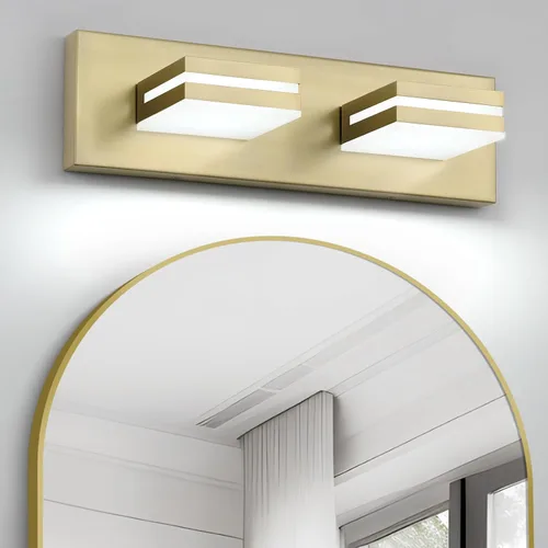 Miniatura 17 de OKELI Lámpara LED de tocador de baño de 3 luces, accesorios de iluminación de pared de baño modernos dorados sobre espejo (3CCT, 3000K-6000K)