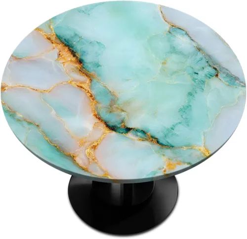 Miniatura 55 de Mantel Redondo con Elástico para Mesa de Playa, Diseño de Estrella de Mar, Cubierta de Mesa Circular, Impermeable, Lavable, de Poliéster, Pequeñas