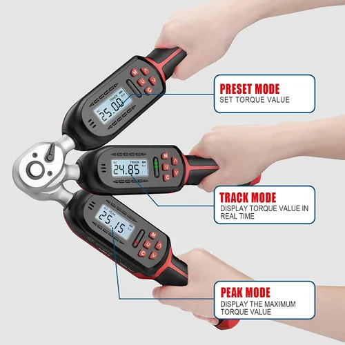 Miniatura 4 de VANPO Llave dinamométrica digital de 1/4 pulgadas, 1.1-22.1 pies-libras/1.5-30 Nm, con valores preestablecidos, 2% de precisión, timbre