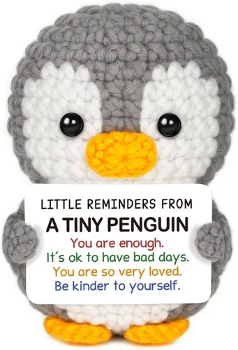Miniatura 10 de Regalos de 1 año para aniversario de novio, novia, pingüino de ganchillo hecho a mano
