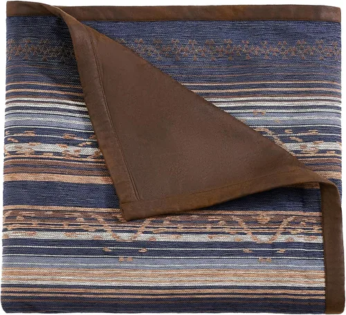 Miniatura 3 de Paseo Road Estes - Manta Western, 50 x 60 pulgadas, manta rústica a rayas, detalles de piel sintética, manta jacquard de felpilla para sofá, cama