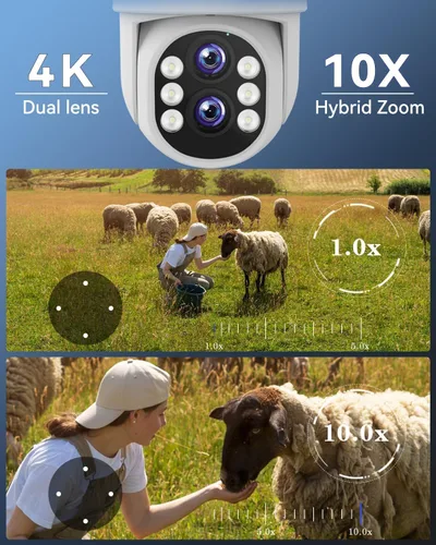 Miniatura 2 de Sistema de cámara de seguridad inalámbrica para exteriores: lente dual 6MP 10X Zoom híbrido Auto-Track PTZ 4PCS 4K 10CH DVR con 1TB HDD