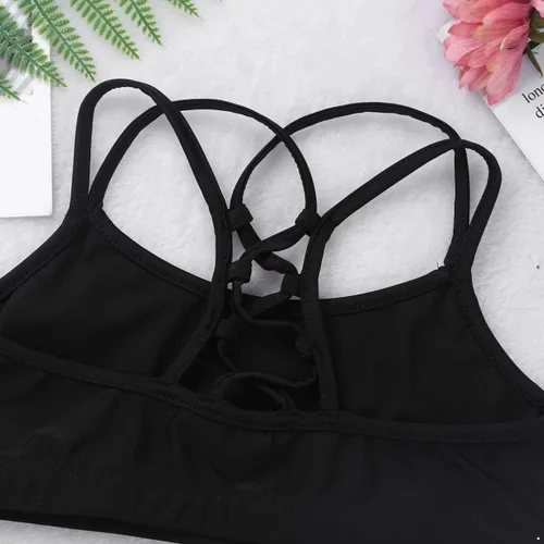 Miniatura 6 de Sujetador de espalda cruzada para niñas grandes, camiseta corta sin mangas para ballet danza, entrenamiento, deportes, yoga