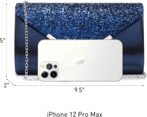 Miniatura 5 de Dasein Bolsos de noche para mujer, bolsos de mano formales para bodas, fiestas, bailes, bolsos con correa para el hombro y solapa con purpurina