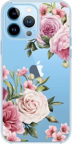 Miniatura 4 de Blingy's Funda para iPhone 13 Pro (6.1 pulgadas), bonito patrón de rosas retro con diseño de flores de rosa, transparente, funda protectora