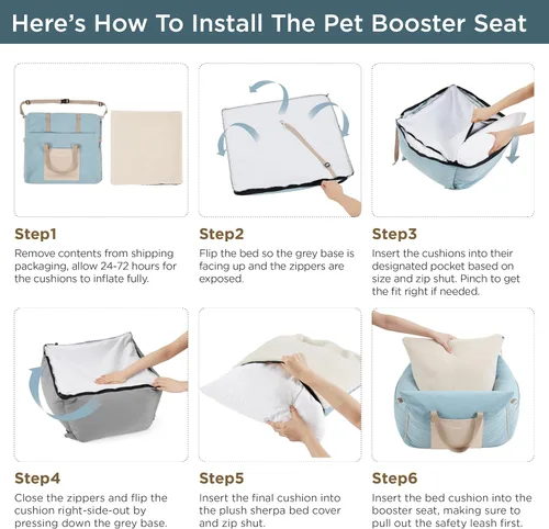 Miniatura 6 de Lesure Asiento de automóvil para perros pequeños - Asiento elevador suave para perros con bolsillo de almacenamiento y correa de seguridad con clip