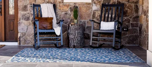 Miniatura 3 de Unique Loom Outdoor Safari Collection Alfombra de área - Leopardo (5 pies 1 pulgada x 8 pies, rectangular, azul/gris)