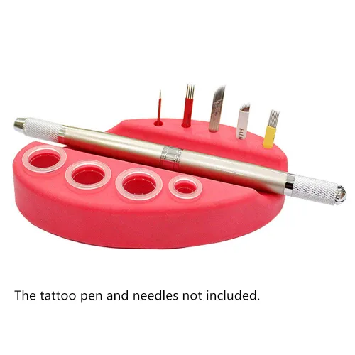 Miniatura 4 de Pinkiou Soporte de maquillaje permanente de silicona para cejas tatuaje pigmento organizador de tinta hisopos de algodón titulares de tazas Rosado