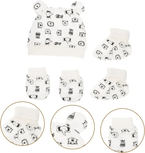 Miniatura 4 de GALPADA 1 Unidades De Bebé Sombrero Conjunto De Bebé Gorrita Gorros Bebé Pies Cubiertas Anti- Scratch Mitones Sombrero Infantil Bebé Calcetín Bebé