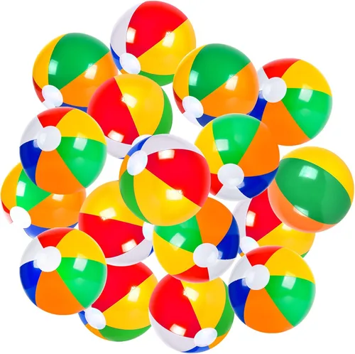 Coopay Paquete de 36 bolas inflables de playa clásicas de arco iris para piscina, decoración de fiesta de playa, juegos de agua de verano, regalos