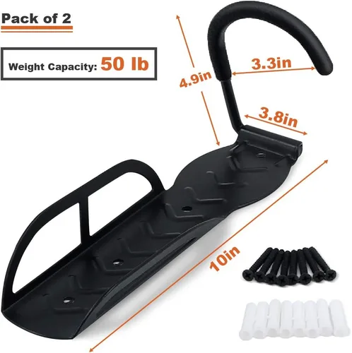 Miniatura 5 de Wallmaster Estante de almacenamiento para bicicletas para garaje, colgador de bicicletas de montaje en pared, paquete de 2 ganchos verticales