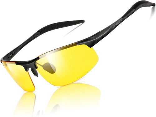 Gafas de sol polarizadas deportivas para hombre que conducen gafas de sol de protección UV con marco metálico para hombres 8177 Visión nocturna negra