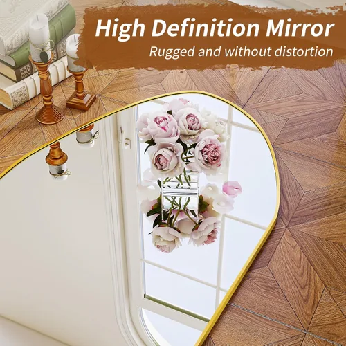 Miniatura 2 de BEAUTYPEAK Espejo Irregular de Cuerpo Entero - 67x24 Pulgadas Espejos Modernos con Marco Dorado, Espejo de Pared de Tocador de Forma Única para Sala