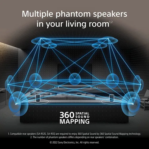 Miniatura 3 de Sony HT-A3000 Barra de sonido de TV Dolby Atmos de 3.1 canales con DTS:X, mapeo de sonido espacial 360, subwoofers duales, Wi-Fi, Bluetooth, Airplay