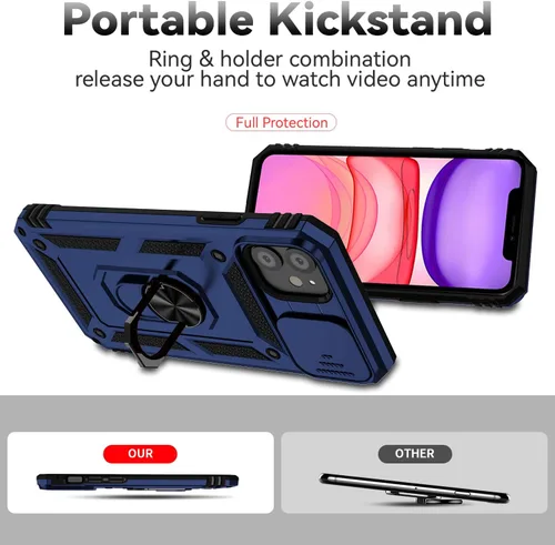 Miniatura 9 de Funda magnética compatible con iPhone 11 de 6.1 pulgadas, funda magnética para iPhone 11 con cubierta de cámara y soporte de grado militar, a prueba